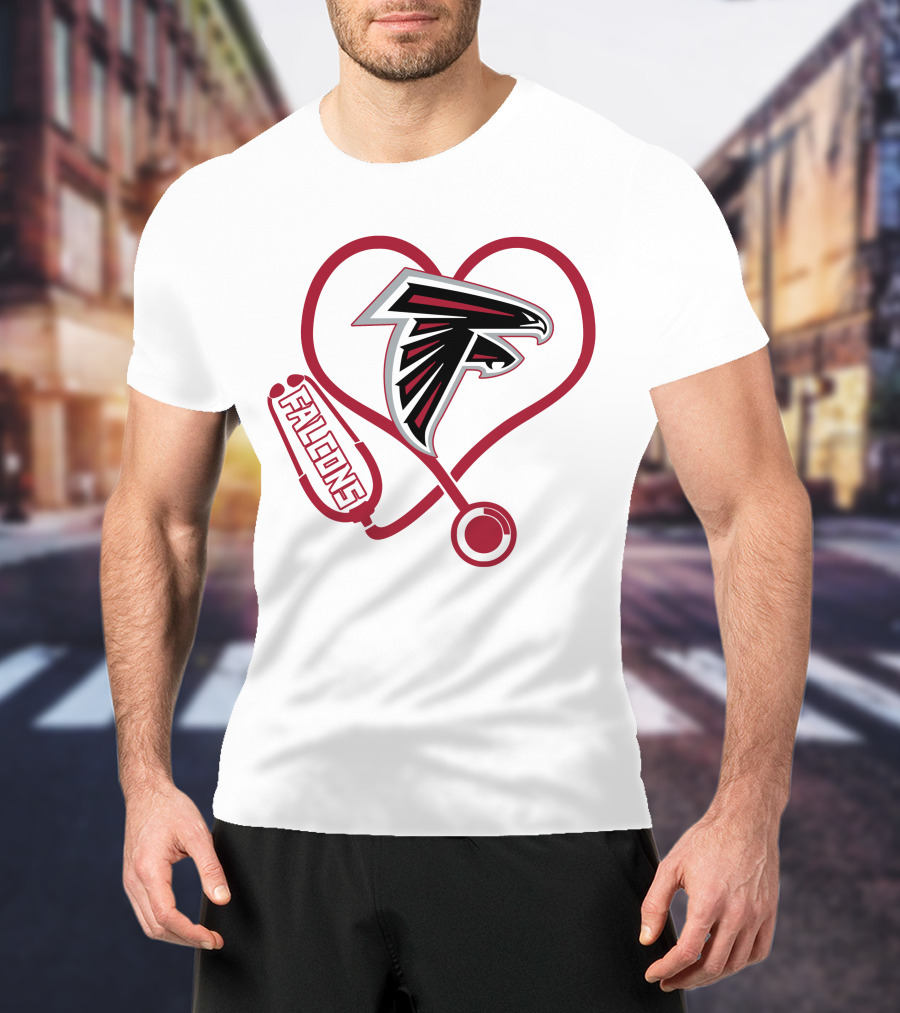 Atlanta Falcons Heart Stethoscope Nurse Theme T-Shirt