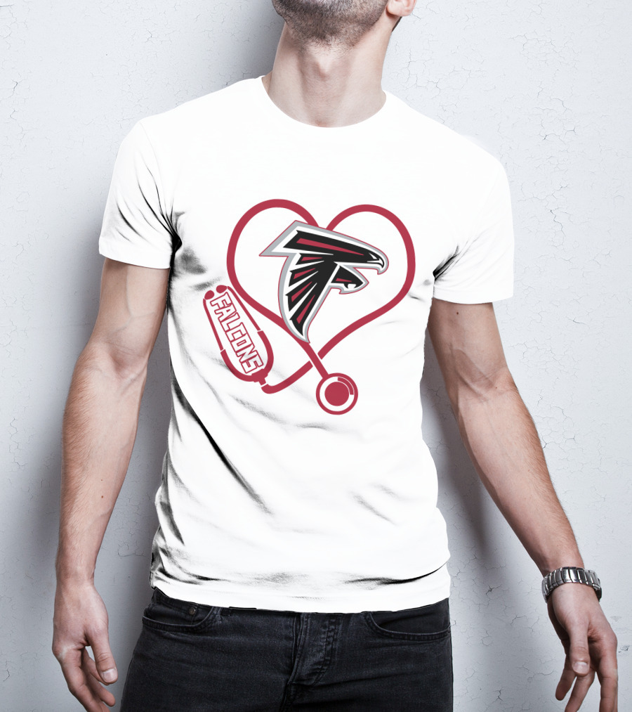 Atlanta Falcons Heart Stethoscope Nurse Theme T-Shirt