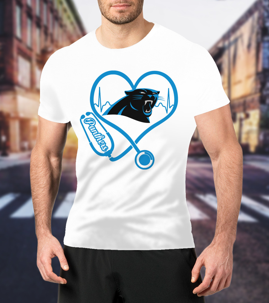 Carolina Panthers Nurse Heartbeat Stethoscope Panther T-Shirt
