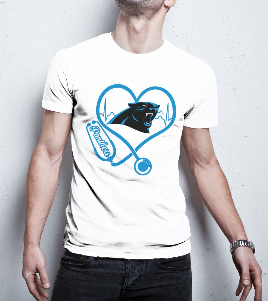 Carolina Panthers Nurse Heartbeat Stethoscope Panther T-Shirt