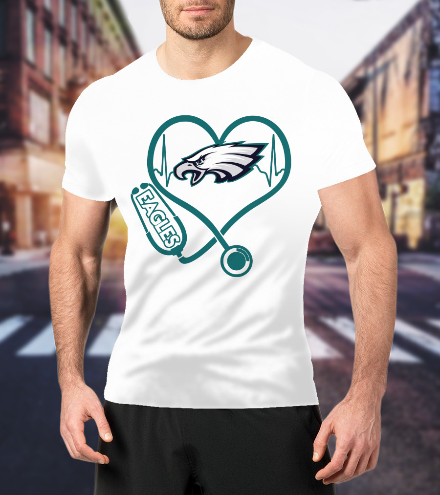 Nurse Philadelphia Eagles Heartbeat Stethoscope T-Shirt