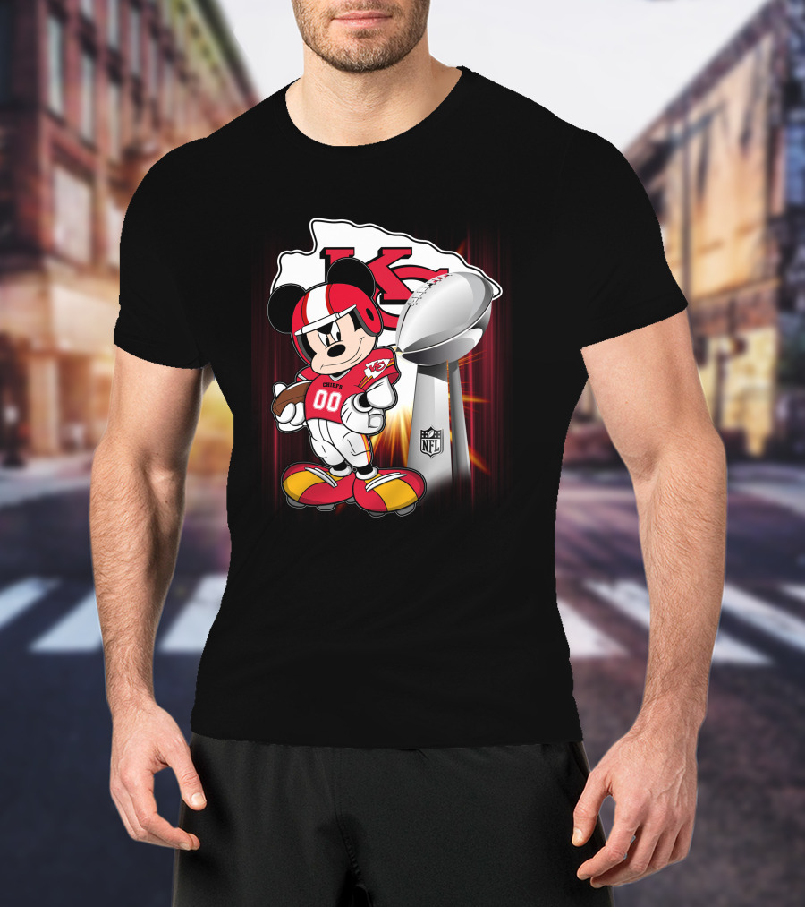 Kansas City Chiefs Mickey Mouse NFL Trophy T-Shirt