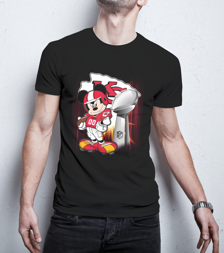 Kansas City Chiefs Mickey Mouse NFL Trophy T-Shirt