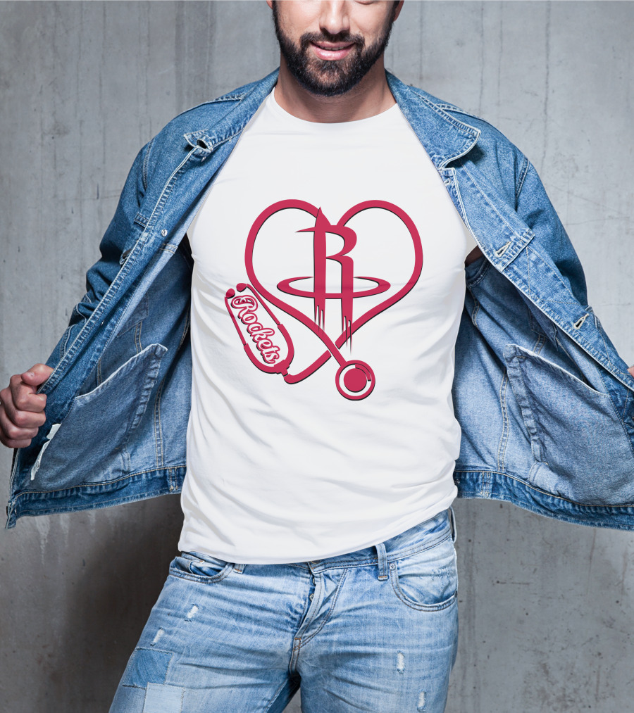 Nurse Heart Houston Rockets Logo Stethoscope T-Shirt
