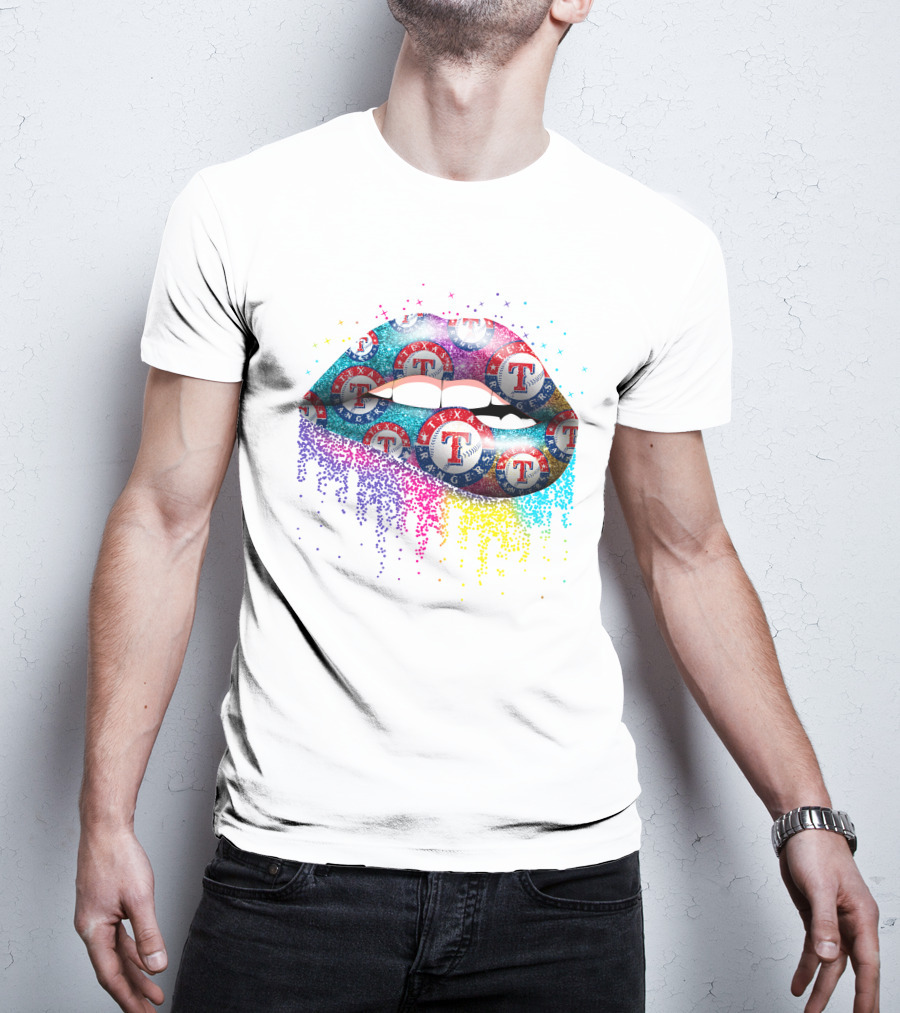 Texas Rangers Lips Multicolored Burst T-Shirt